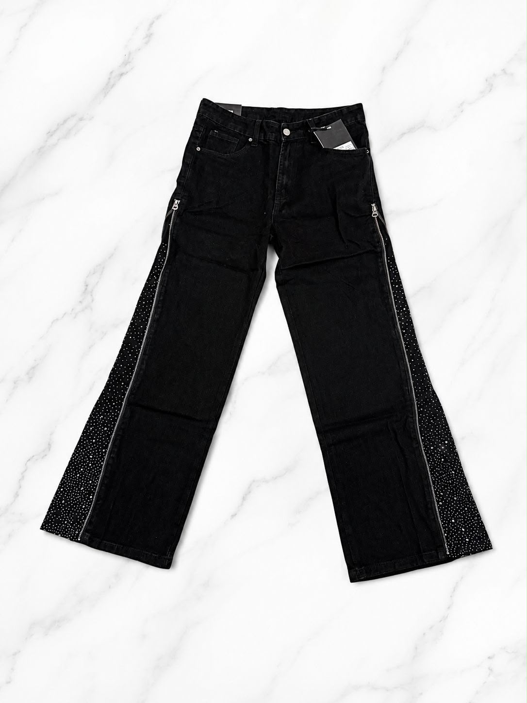 Obsidian Zip Flare Jeans